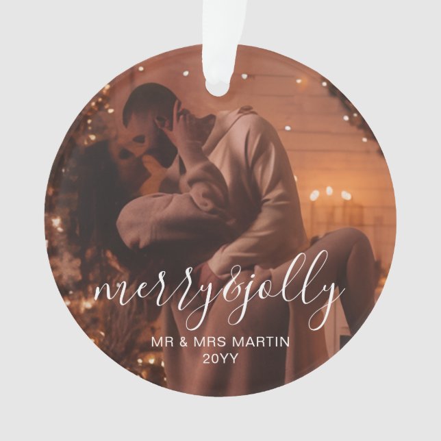 Merry and Married Photo Acrylic Ornament Design (Front)
