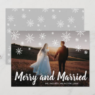Merry and Married Photo Newylwed Christmas Holiday Card