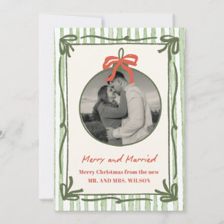 Merry and Married Preppy Stripe Christmas Card