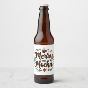 Merry and Mocha Drink Christmas Coffee Xmas  Beer Bottle Label