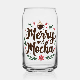 Merry and Mocha Drink Christmas Coffee Xmas Can Glass