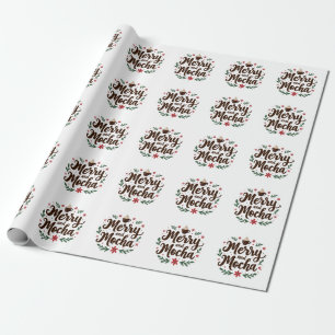 Merry and Mocha Drink Christmas Coffee Xmas Wrapping Paper