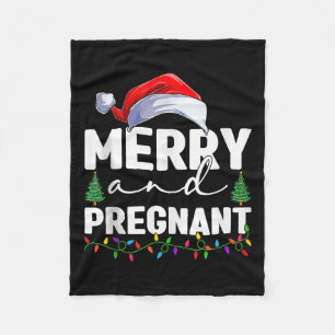Merry And Pregnant Christmas Pregnancy Announcemen Fleece Blanket
