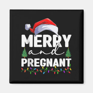 Merry And Pregnant Christmas Pregnancy Announcemen Magnet