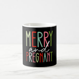 Merry and Pregnant Pregnancy Christmas Mom Coffee Mug