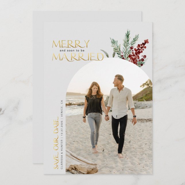 Merry And Soon To Be Married Christmas   Save The  Save The Date (Front/Back)