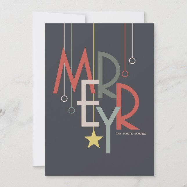 Merry Art Deco Modern Simple Holiday Card (Front)