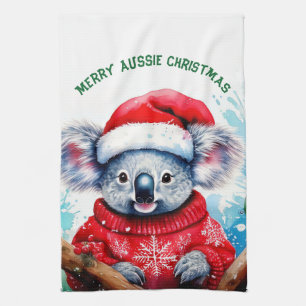 Merry Aussie Christmas Koala  Kitchen Towel