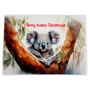 Merry Aussie Christmas Koala Large Gift Bag