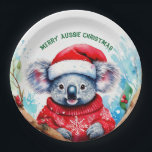 Merry Aussie Christmas Koala  Paper Plate<br><div class="desc">A very Merry Aussie Christmas with this cute koala 

This furry koala is a native of Australia they are easily recognizable by their stout,  tailless body and large head with round,  fluffy ears and large,  spoon-shaped nose.</div>