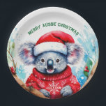 Merry Aussie Christmas Koala  Paper Plate<br><div class="desc">A very Merry Aussie Christmas with this cute koala 

This furry koala is a native of Australia they are easily recognizable by their stout,  tailless body and large head with round,  fluffy ears and large,  spoon-shaped nose.</div>