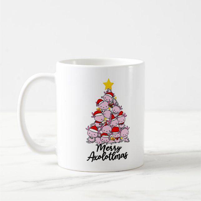 Merry Axolotlmas Axolotl Christmas Tree Merry Chri Coffee Mug (Left)