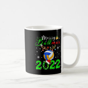 Merry Ballmas 2022 Xmas Santa Reindeer Volleyball  Coffee Mug