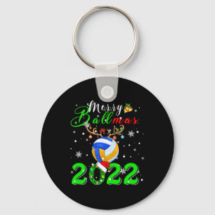 Merry Ballmas 2022 Xmas Santa Reindeer Volleyball  Keychain