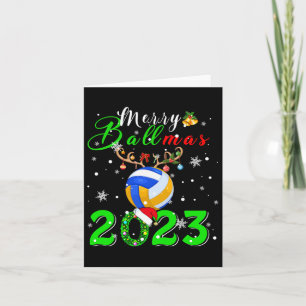 Merry Ballmas 2023 Xmas Santa Reindeer Volleyball  Card