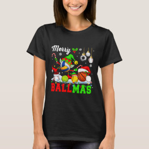 Merry Ballmas Xmas Santa Elf Volleyball Basketball T-Shirt