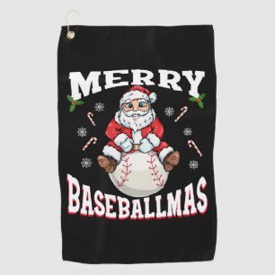 Merry Baseballmas Funny Christmas Baseball Santa Golf Towel