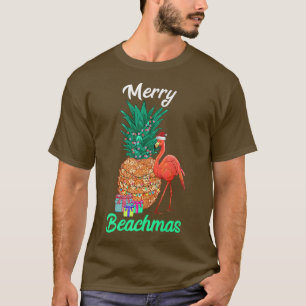 Merry Beach Christmas In July Flamingo Pineapple X T-Shirt