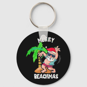 Merry Beach Christmas In July Funny Santa Xmas Poo Keychain