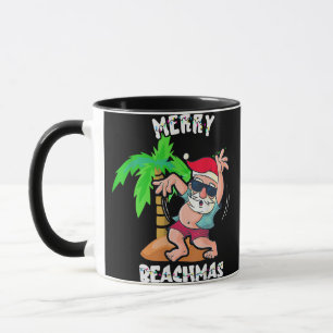 Merry Beach Christmas In July Funny Santa Xmas Poo Mug