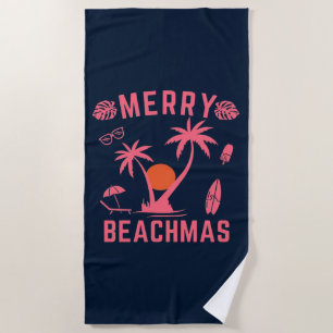 Merry Beachmas Christmas In July Beach Towel
