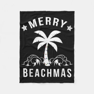 Merry Beachmas Palm Tree Beach Christmas  Fleece Blanket
