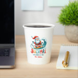Merry Beachmas Santa Surfing Retro Design Paper Cups<br><div class="desc">Merry Beachmas,  Santa surfin',  colourful retro typography,  Christmas in July design.</div>