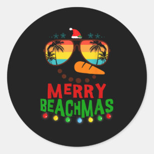 Merry Beachmas Trocal Christmas Hawaii Snowman Bea Classic Round Sticker