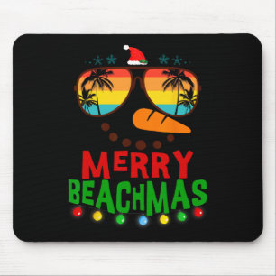 Merry Beachmas Tropical Christmas Hawaii Snowman B Mouse Pad