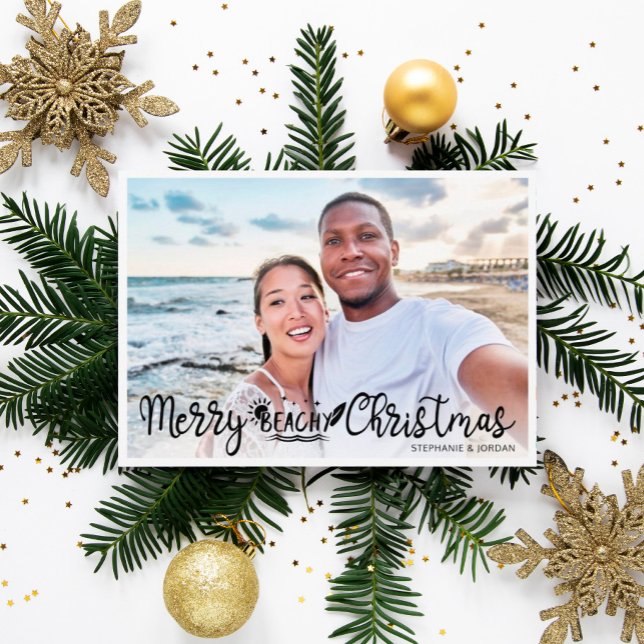 Merry Beachy Christmas fun vacation photo  Holiday Card (Creator Uploaded)