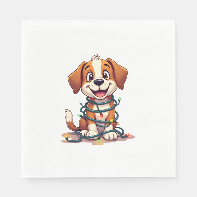 Merry Beagle Lights Napkin (Front)