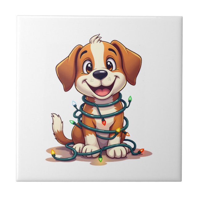 Merry Beagle Lights Tile (Front)
