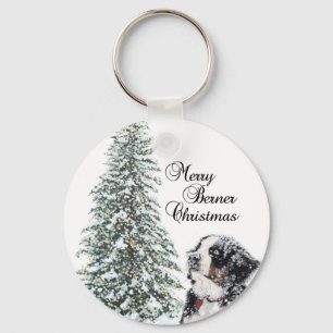 Merry Berner Christmas Keychain