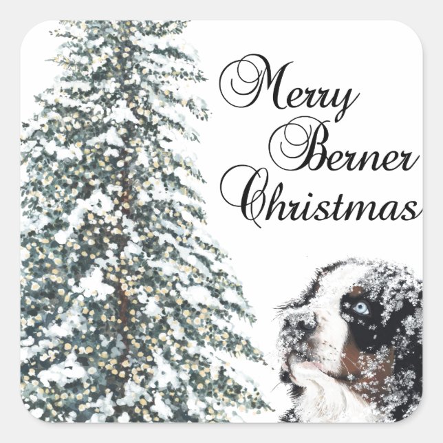 Merry Berner Christmas Square Sticker (Front)