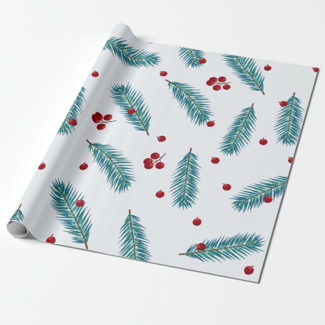 Merry Berry Christmas  Wrapping Paper (Unrolled)