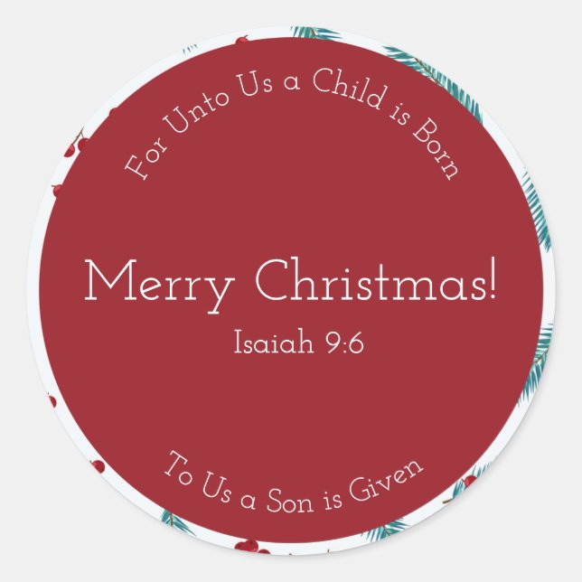 Merry Berry Round Christmas Stickers (Front)