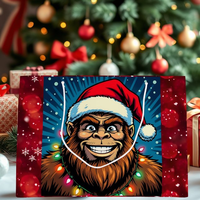 Merry Bigfoot Sasquatch Christmas Large Gift Bag (Creator Uploaded)