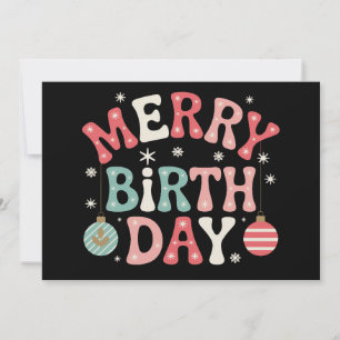 Merry Birthday Christmas Ornaments Snowflakes Xmas Invitation