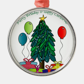 Merry Birthday, Happy Christmas! Metal Ornament
