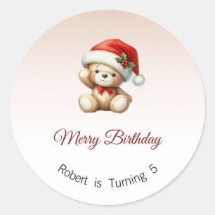 Merry Birthday Labels, Christmas Birthday Stickers