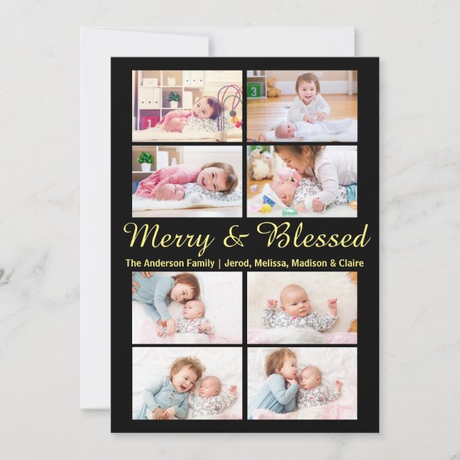 Merry & Blessed 8 Photos - Christmas Card (Front)