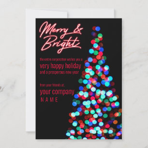 Merry Bokeh Christmas Tree Holiday Corporate Card