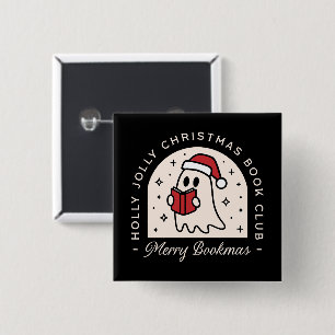 Merry bookmas bookish book lovers Christmas 2 Inch Square Button