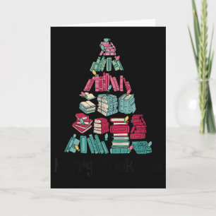 Merry Bookmas Books Ne Tree Funny Reading Lover Ch Card