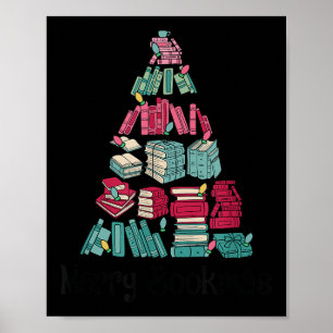 Merry Bookmas Books Ne Tree Funny Reading Lover Ch Poster