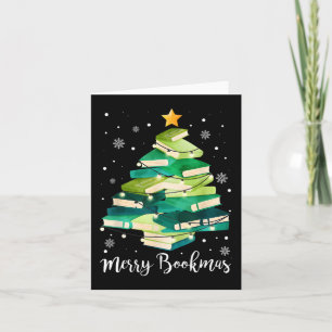 Merry Bookmas Books Pine Tree Fun Reading Lover Ch Card