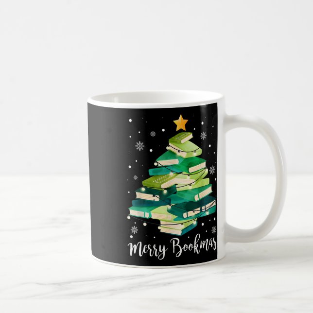 Merry Bookmas Books Pine Tree Fun Reading Lover Ch Coffee Mug (Right)