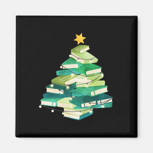 Merry Bookmas Books Pine Tree Fun Reading Lover Ch Magnet