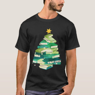 Merry Bookmas Books Pine Tree Fun Reading Lover Ch T-Shirt