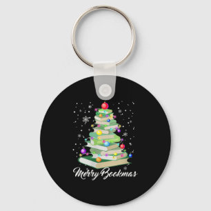 Merry Bookmas Books Pine Tree Funny Reading Lover  Keychain